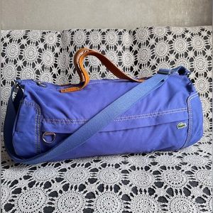 Y2K  Marine Blue LACOSTE Collapsible Barrel Roll Gym HOLDALL Bag SPORT